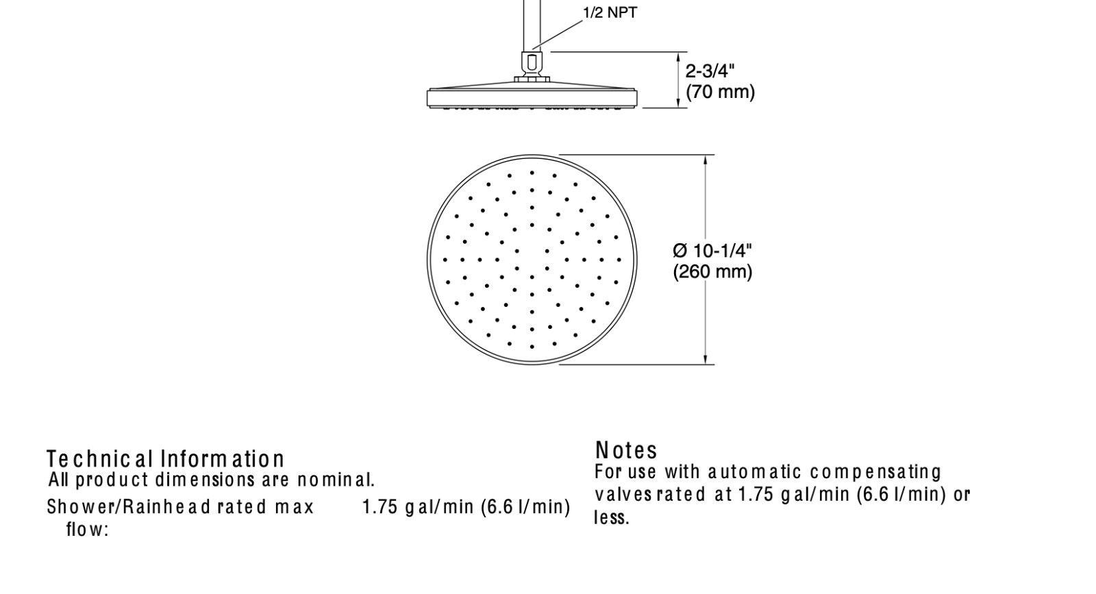 Kallista P21676-00-AD Laura Kirar Raindome 10" Showerhead Only, Polished Nickel