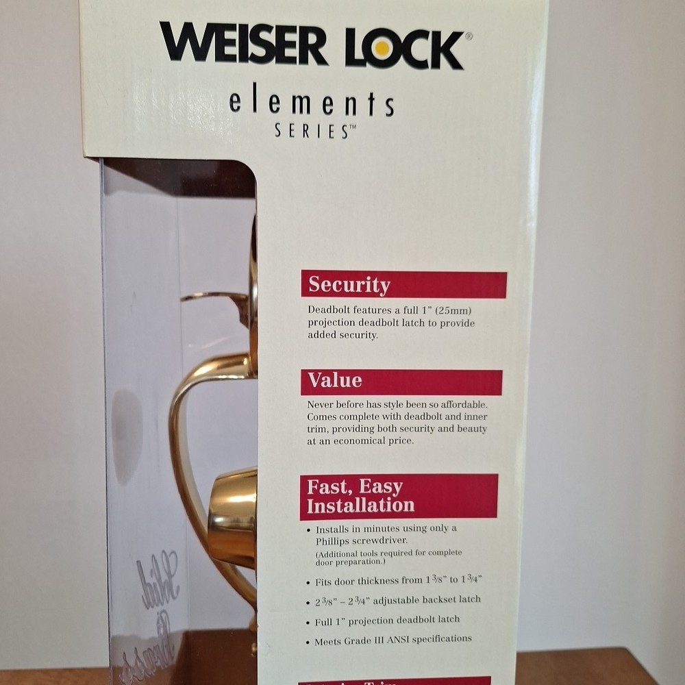 Weiser Lock Elements Series Providence York Entry Handle Set Solid Brass NEW