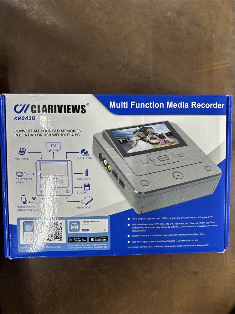 CLARIVIEWS Multi-Function Media Recorder, VHS to Digital - KR043B New Open Box