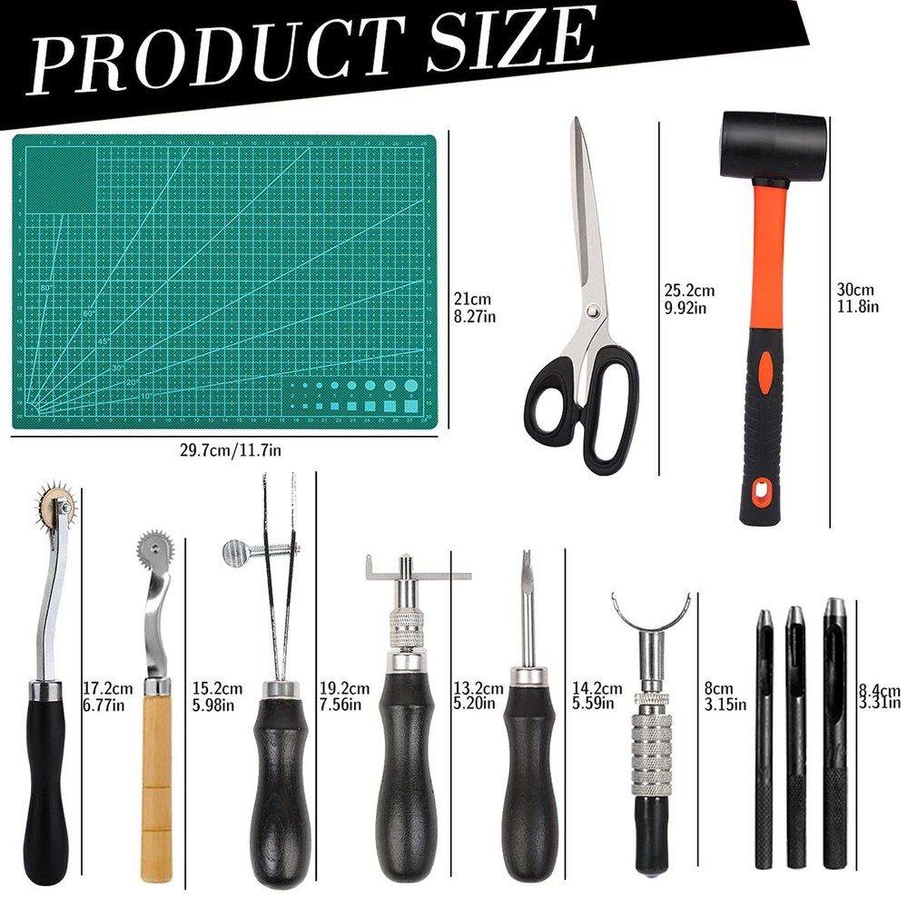 328PCS Leather Working Kit, Leather Working Tools with Manual - Stamp Tools, ...
