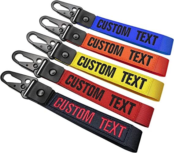 Customized Embroidered Keychain Key Tag Keyring Wrist Strap Personalized gifts