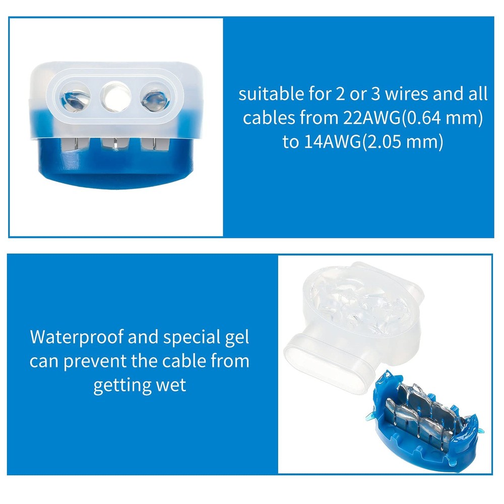 3 Way Electrical Wire Connectors, IDC 314-Box Self-Stripping Pigtail Splice
