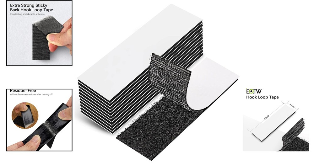 Strong Adhesive Hook and Loop Tape 12 Pack for Home Office DIY Projects