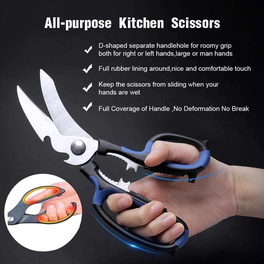 Heavy Duty Kitchen Shears with Unique Curve Blade, Multi-purpose Scissors