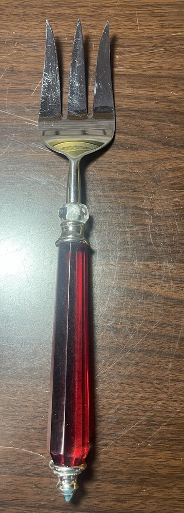 Lenox Holiday Cold Meat ~Serving Fork~Red Handle 11”