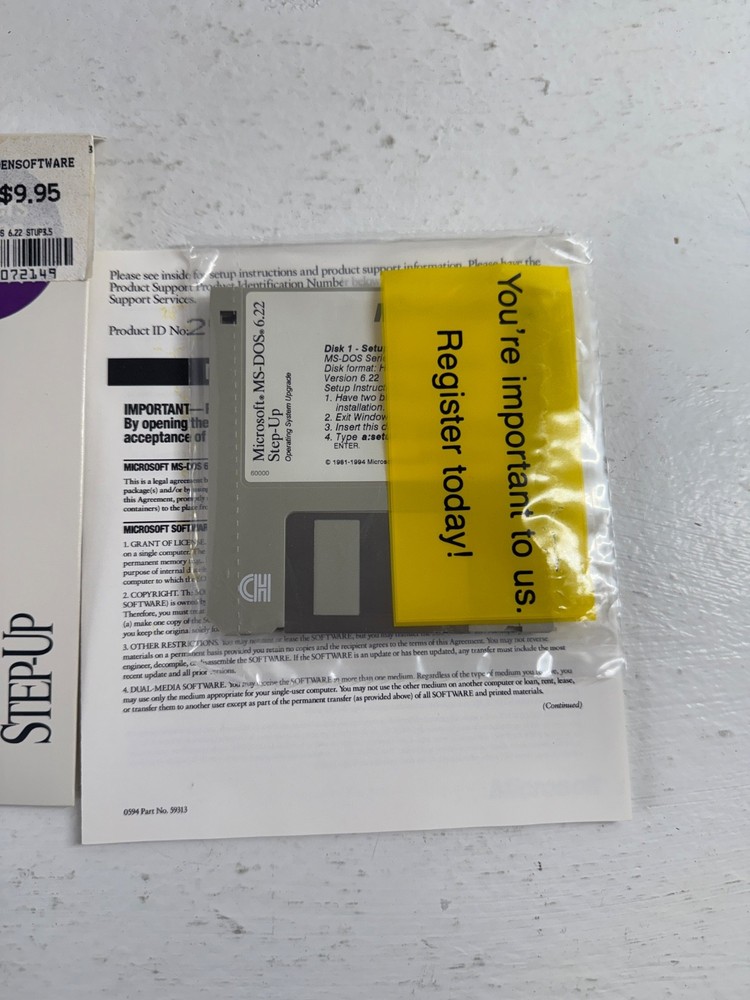 Microsoft MS-DOS 6.22 Step Up 3 3.5" Floppy Disks