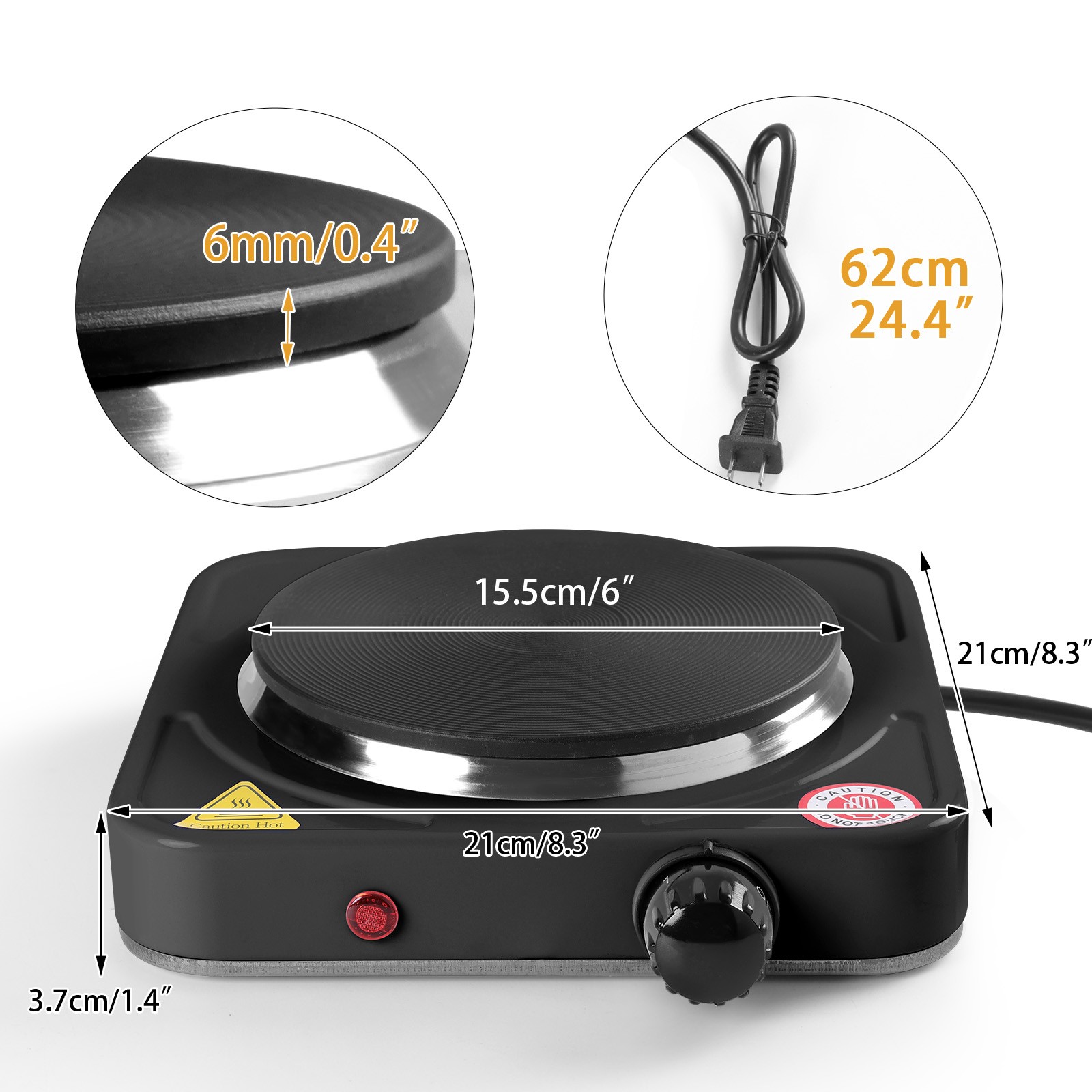 Portable Electric Countertop Single Or Double Burner Stove Hot Plate 1000W/2000W