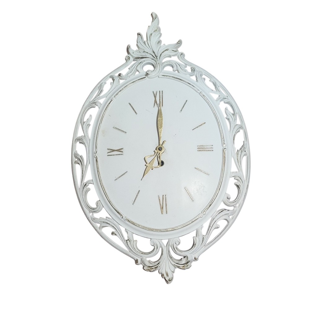 Syroco Oval Wall Clock with Winding Key White Gold Testing Working