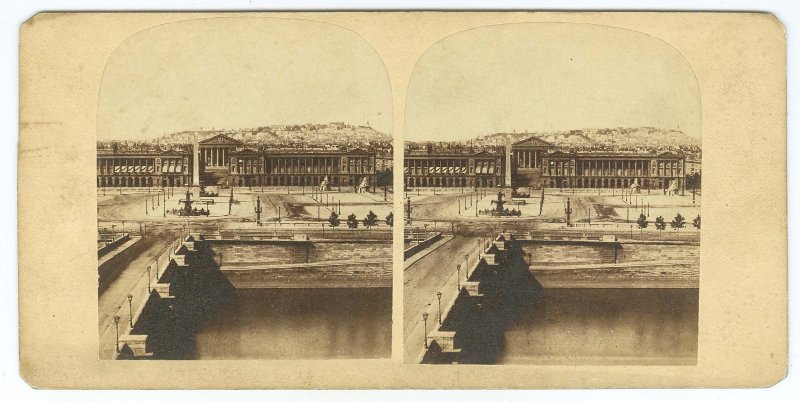 G2336~ FRANCE –Place de la Concord Guillotine Site c.1860s Stereoview
