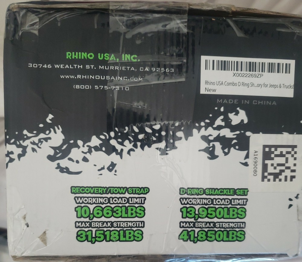 30’ TOW STRAP & D-RING COMBO SET RHINO USA