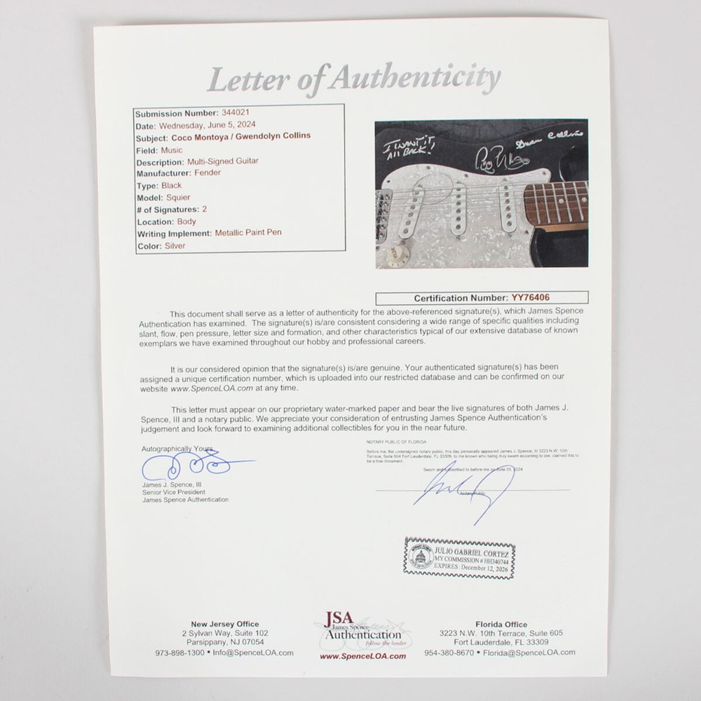 Coco Montoya Signed Guitar - COA JSA