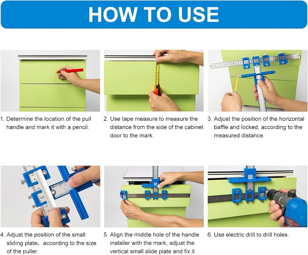 Cabinet Hardware Jig Drill Guide Template for Handles & Knobs on Doors & Drawers