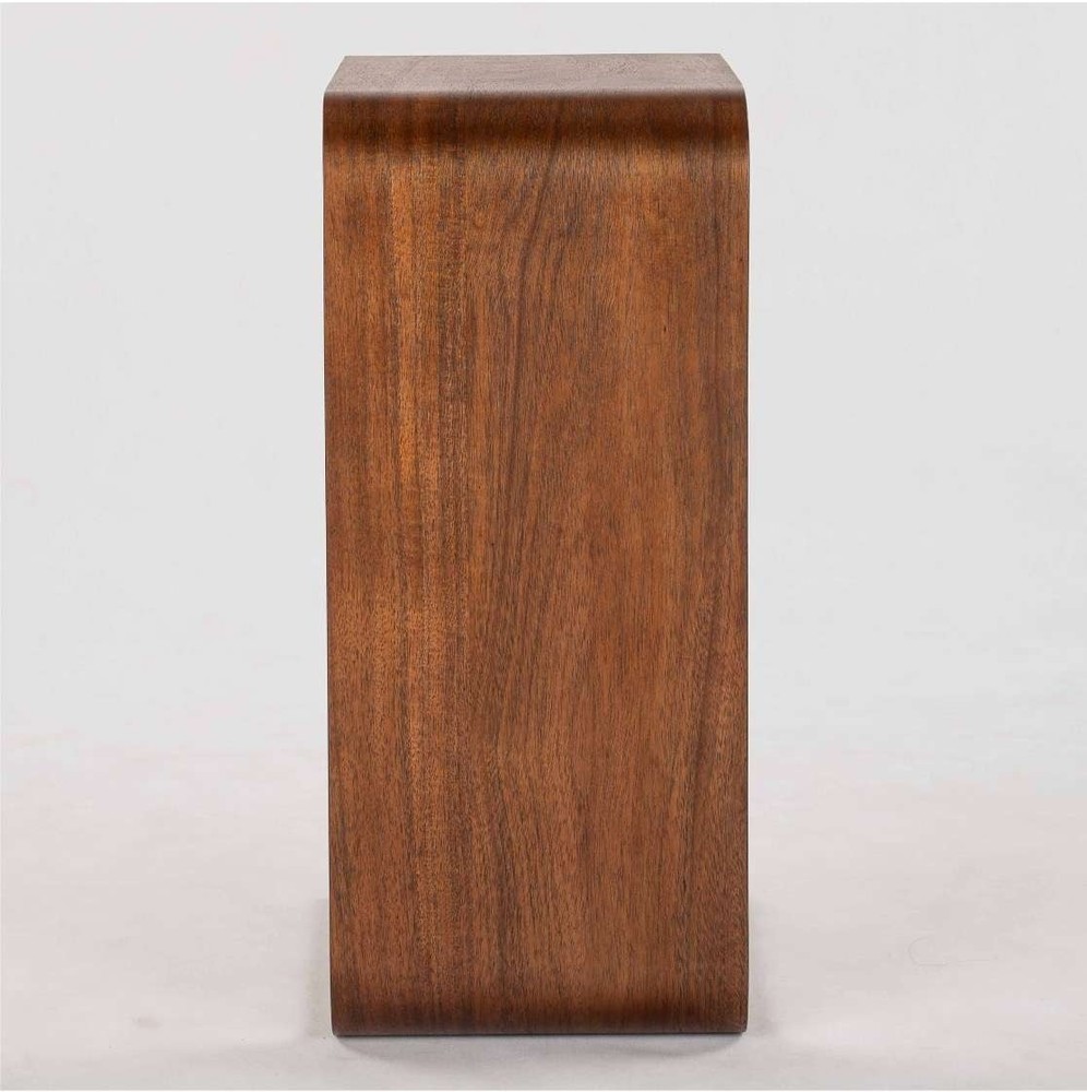 Amelia C Shape End Table with Charging Station Small Sofa Side Table for Living