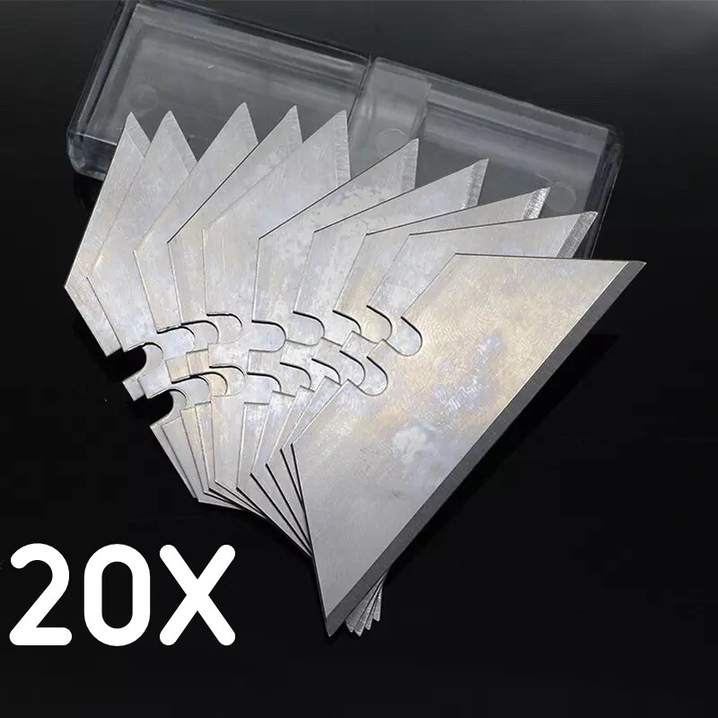 20 Pcs Utility Knife Razor Blade Refill Replacement Double Side Blades w/ Case