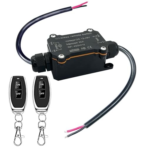 Remote Control Switch,Waterproof Switch 12/24/48 Volts 20A,Wireless 12-48V DC
