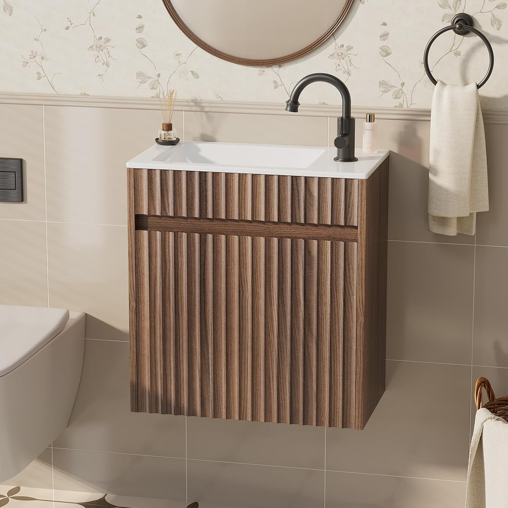 18" Bathroom Vanity Top with Sink | Pre-Drilled Hole, Modern Rectangular Design