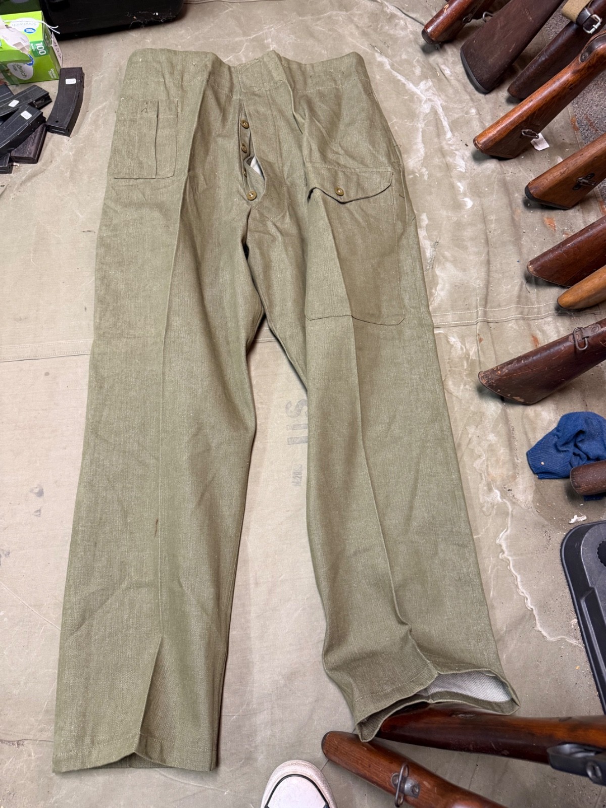 WWII BRITISH ARMY P1937 P37 SUMMER DENIM BATTLEDRESS FIELD TROUSERS-SIZE 3XL
