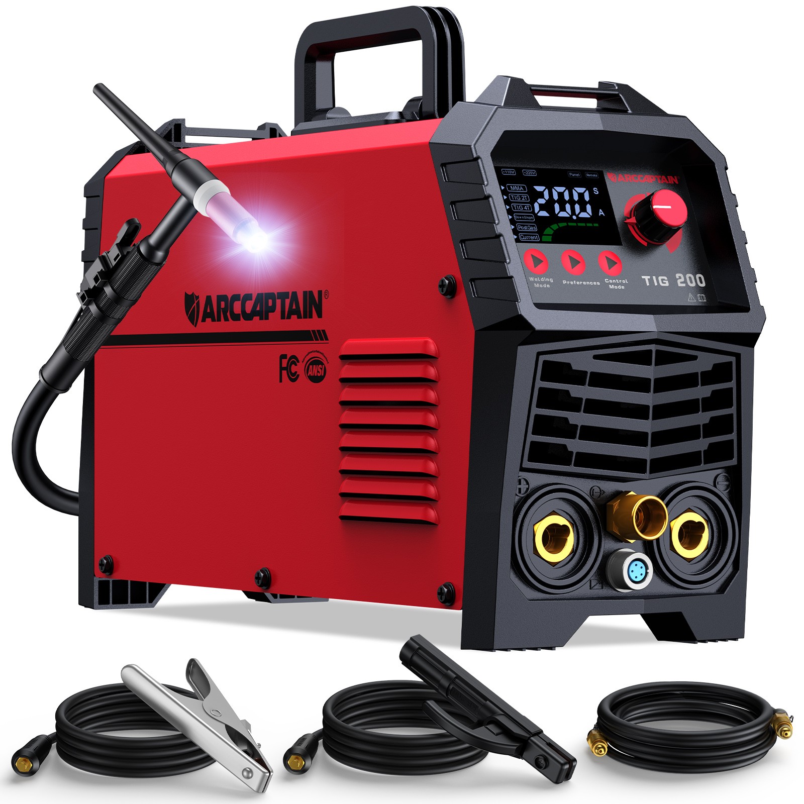 ARCCAPTAIN TIG Welder 200A High Frequency 110v/220v Dual Voltage TIG/Stick/Arc