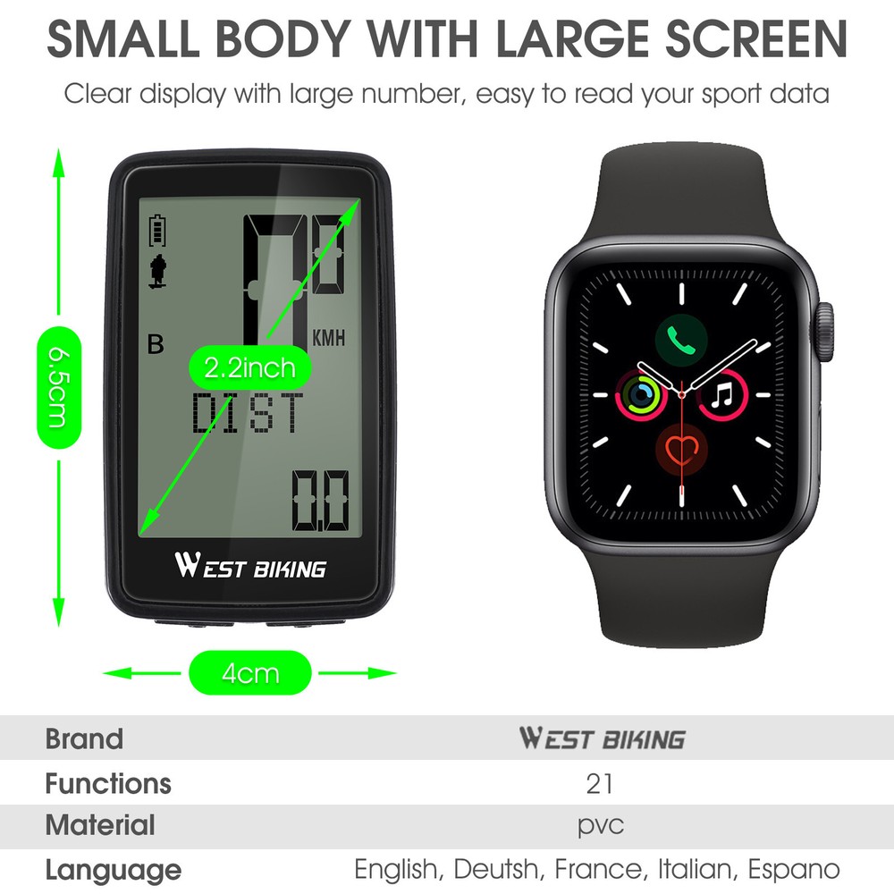 WEST BIKING Waterproof USB Rechargeable Wireless Bicycle Computer Speedometer