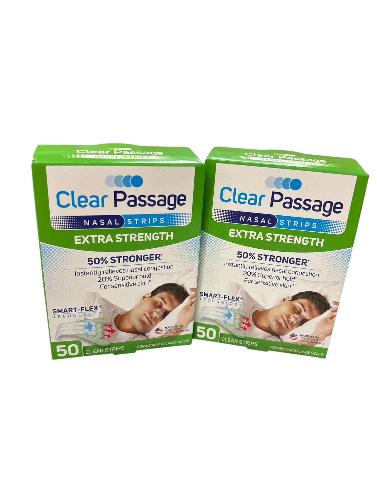 2 Boxes (100 Total) Clear Passage Nasal Strips Extra Strength Clear