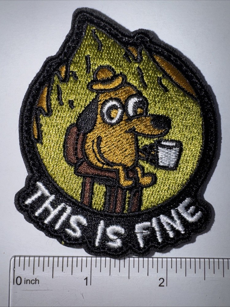 THIS IS FINE Morale Patch Hook and Loop Patch
