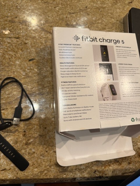 Fitbit Charge 5 Activity Tracker Black BAND CHARGER EMPTY BOX