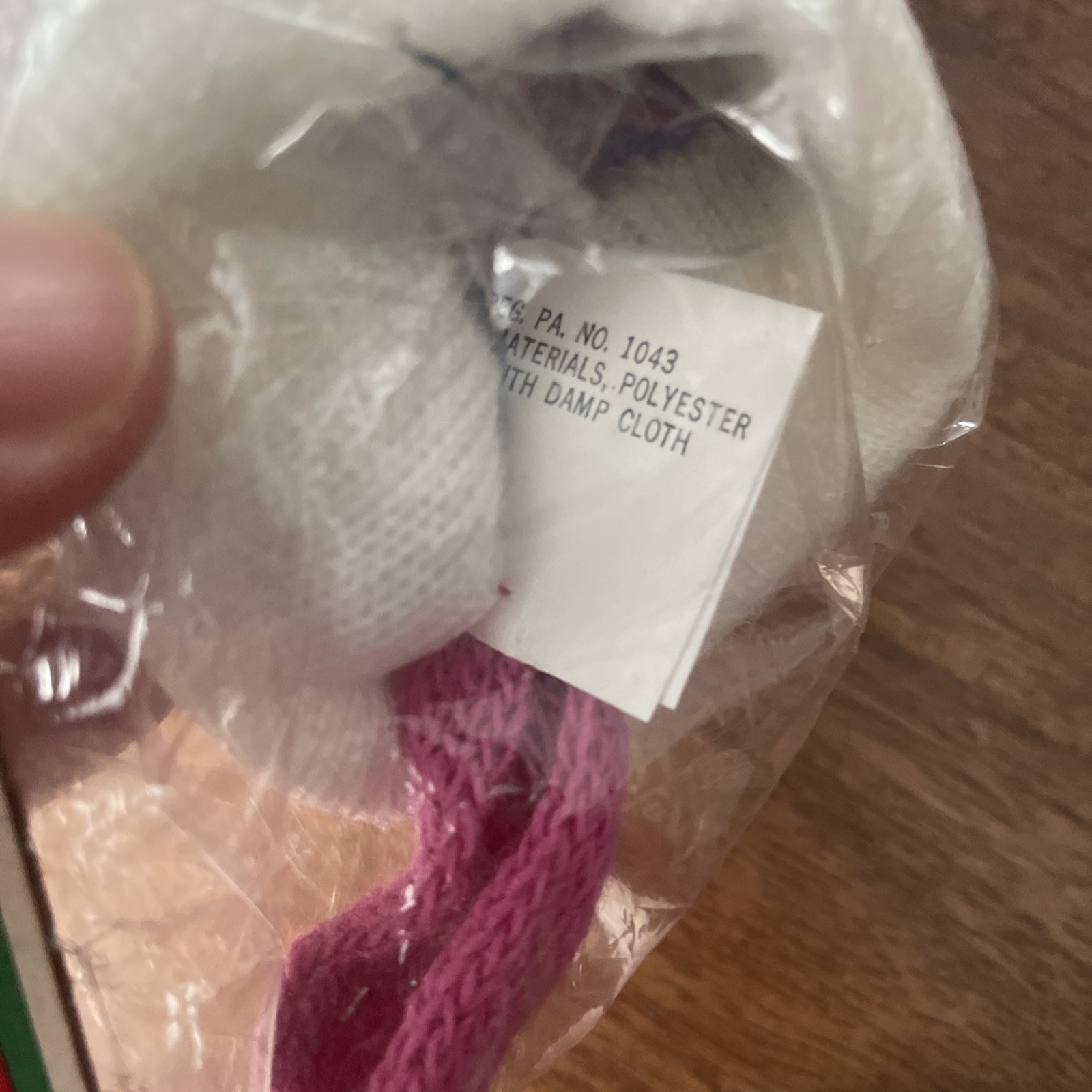 Vintage Christmas Knitted Mini Stocking Ornament Pink Blue 1980s Taiwan Snowman