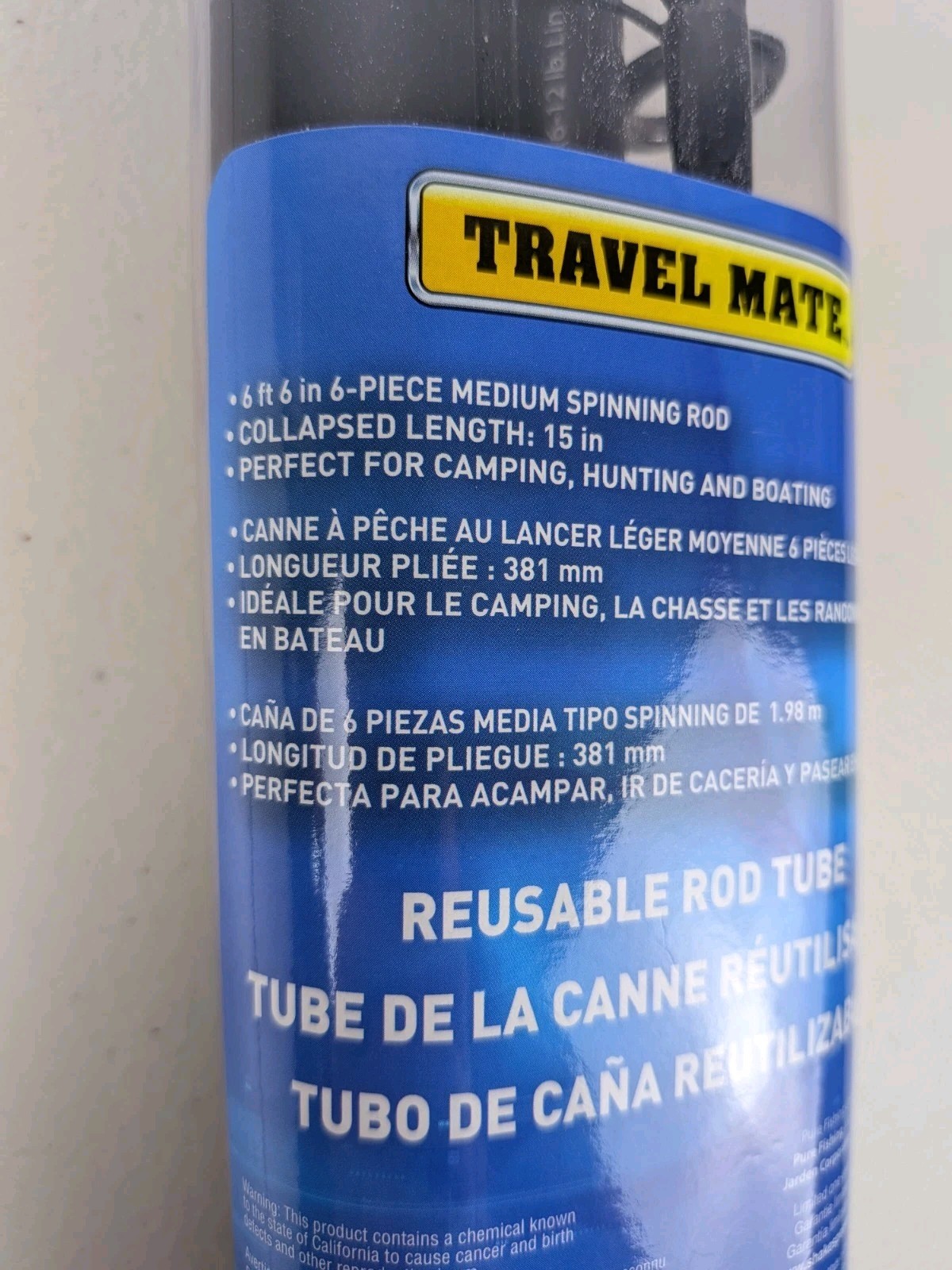 Shakespeare Travel Mate Pack Fishing Rod 6'-6" Medium Spinning Camp Boat