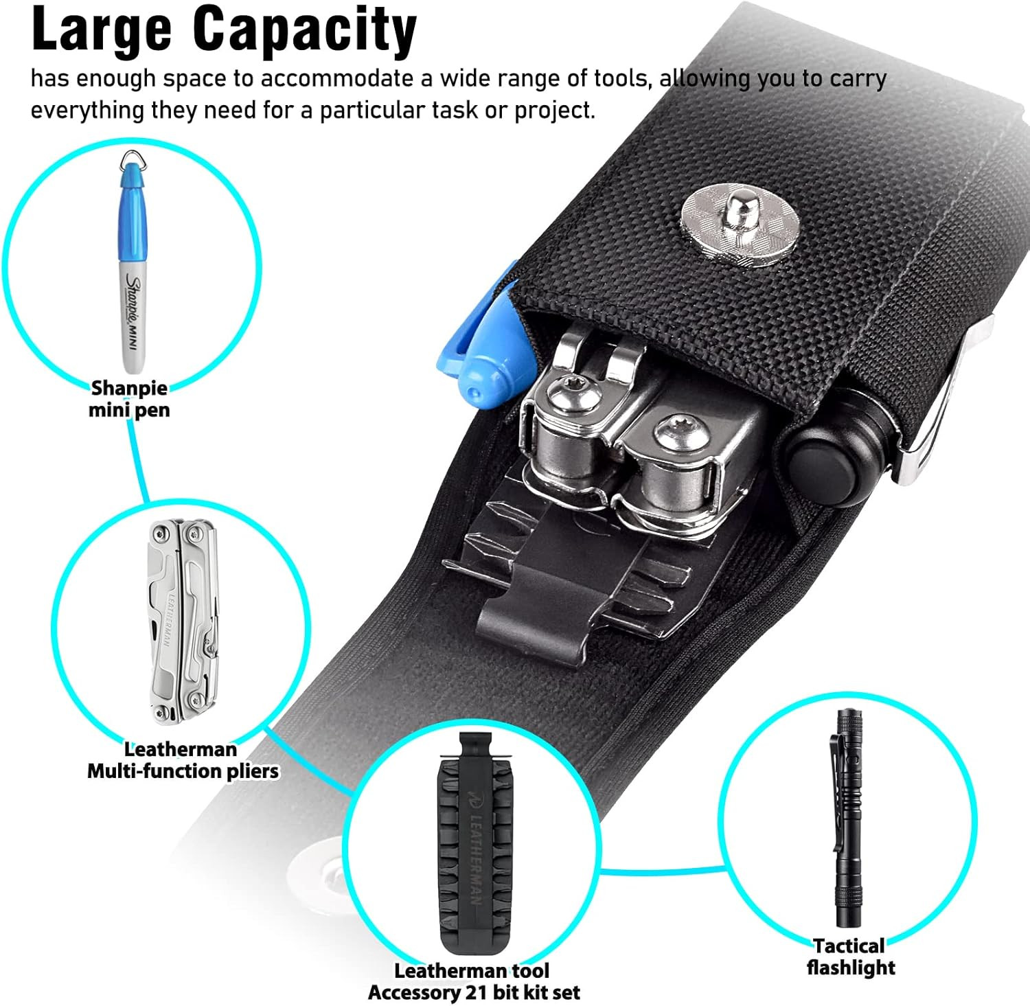 Multitool Sheath for Leatherman EDC Belt Organizer Tool Holster Pouch, Black