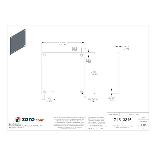 Wiegmann P0606 Interior Panel, Steel, Back Panel Box Type