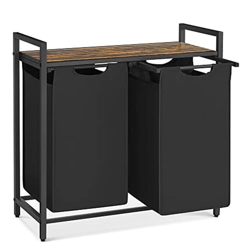 Laundry Hamper, Laundry Basket, Laundry Sorter with 2 Pull-Out and Removable Bag