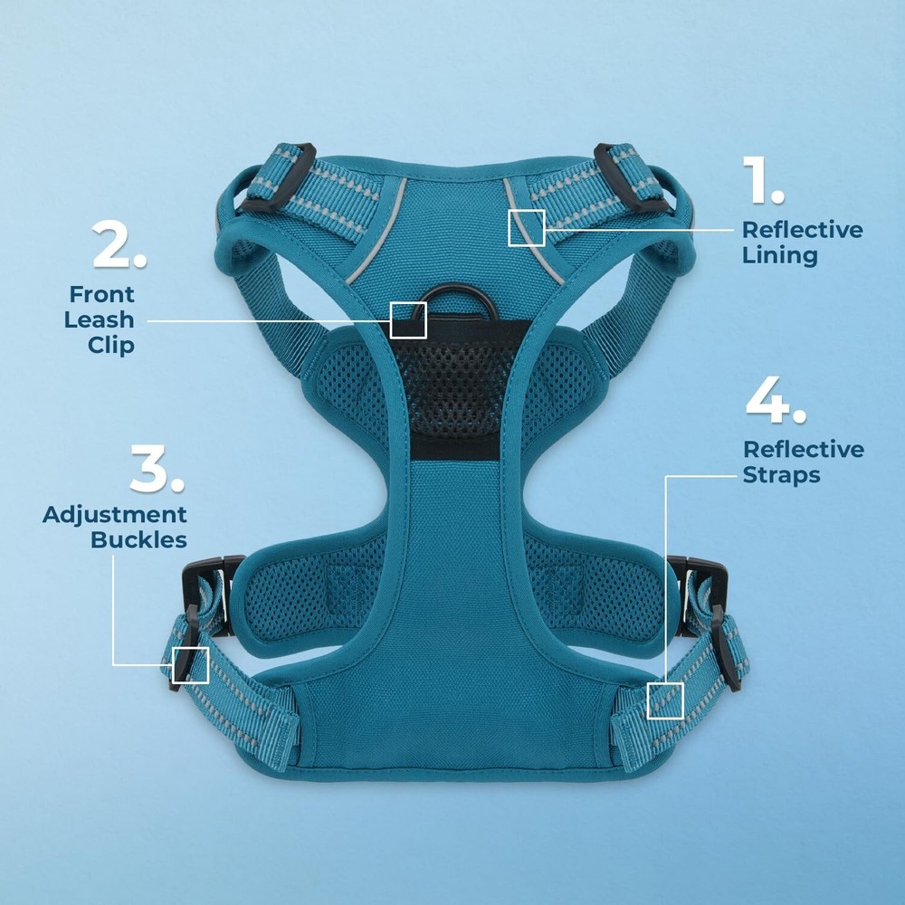 Dog Harness Dual Leash Attachment No-Pull Control Adjustable Soft b... Fast Ship