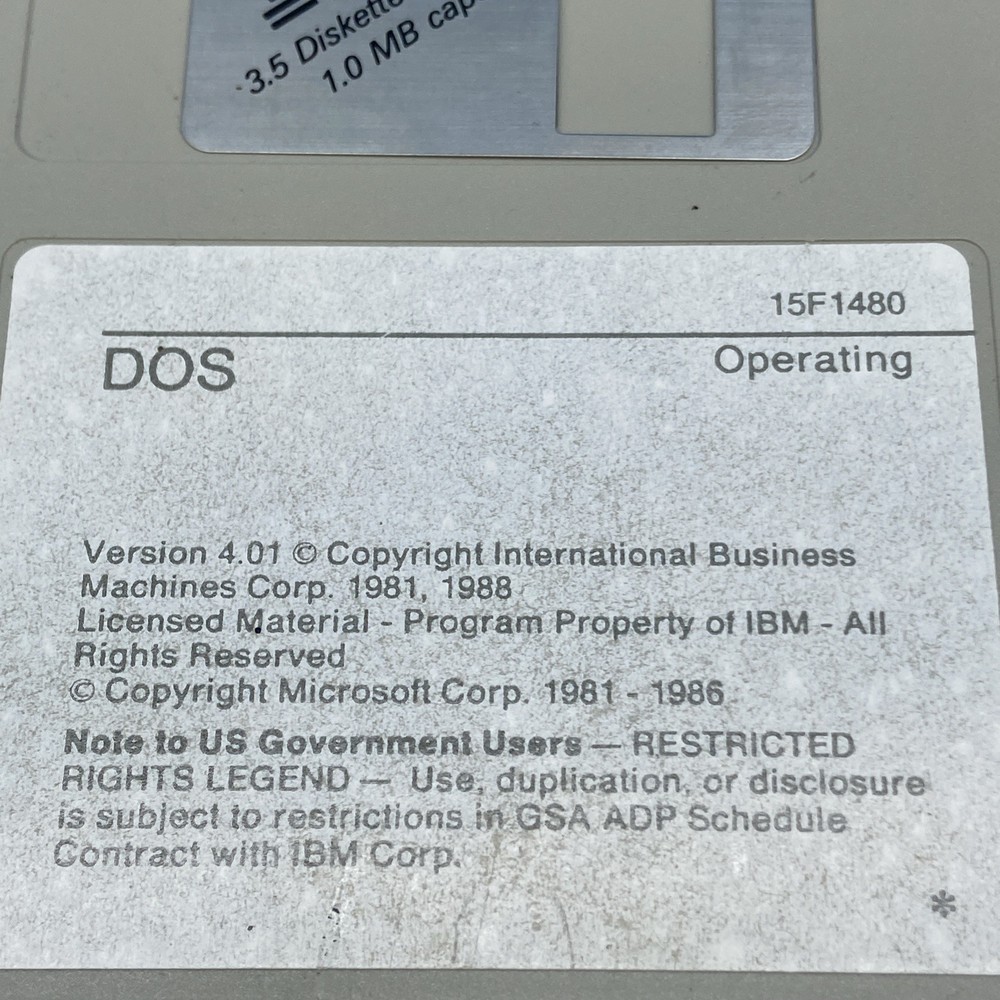 1988 IBM DOS Floppy Disk Untested