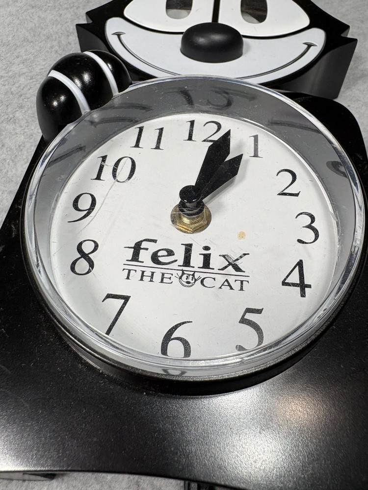 Felix the cat Wall Clock Tested & Works! Missing Tail Flawed