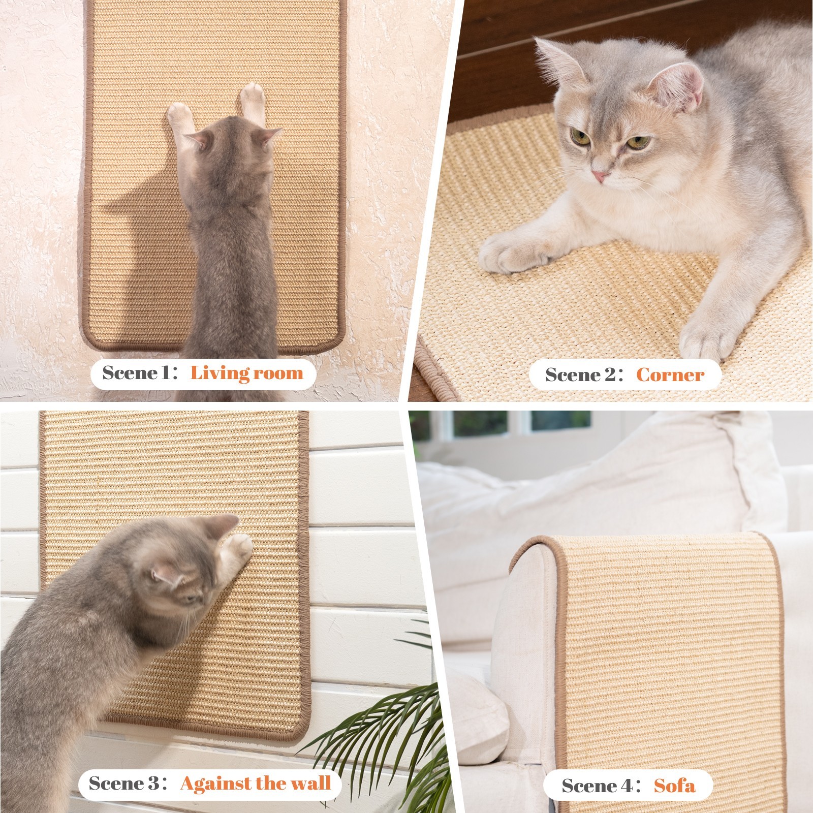 Cat Scratcher Mat, 23.6 X 15.7 Inch Sisal Cat Scratch Pad, Furniture Protection