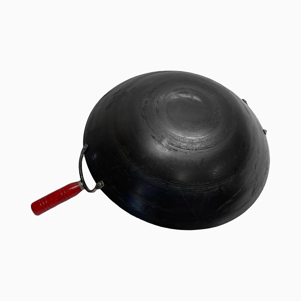 16'' Carbon Steel Wok W/ Handle Pan Gourmet Chinese Traditional Wok Cookware