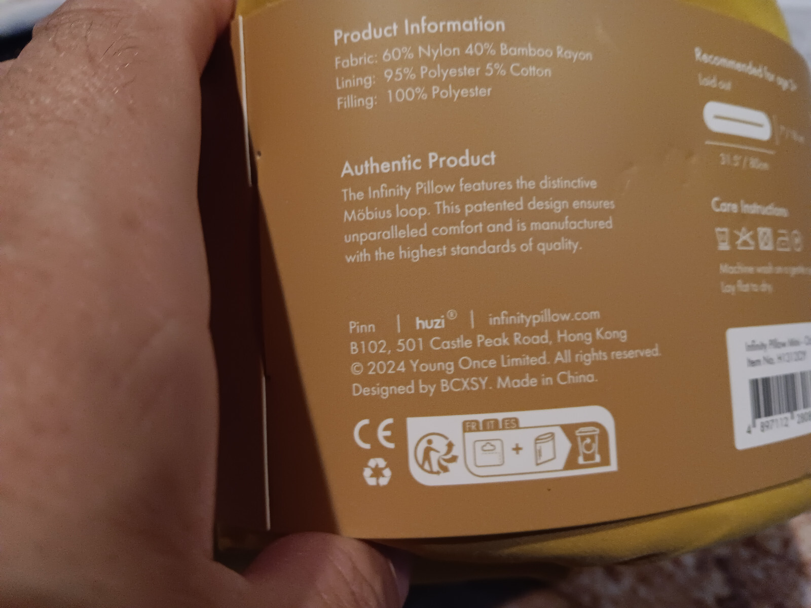 Huzi Infinity Pillow kids Mini Travel Neck Pillow ochre yellow NEW