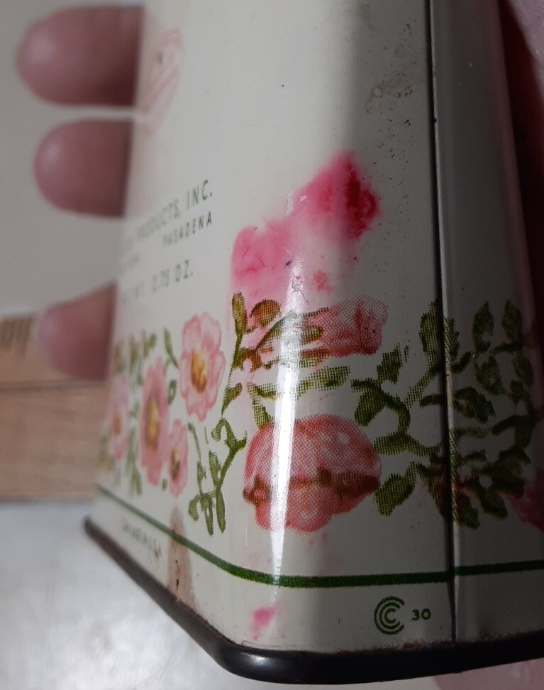 Vintage Avon TO A WILD ROSE Perfumed Talc Powder Tin w/partial contents