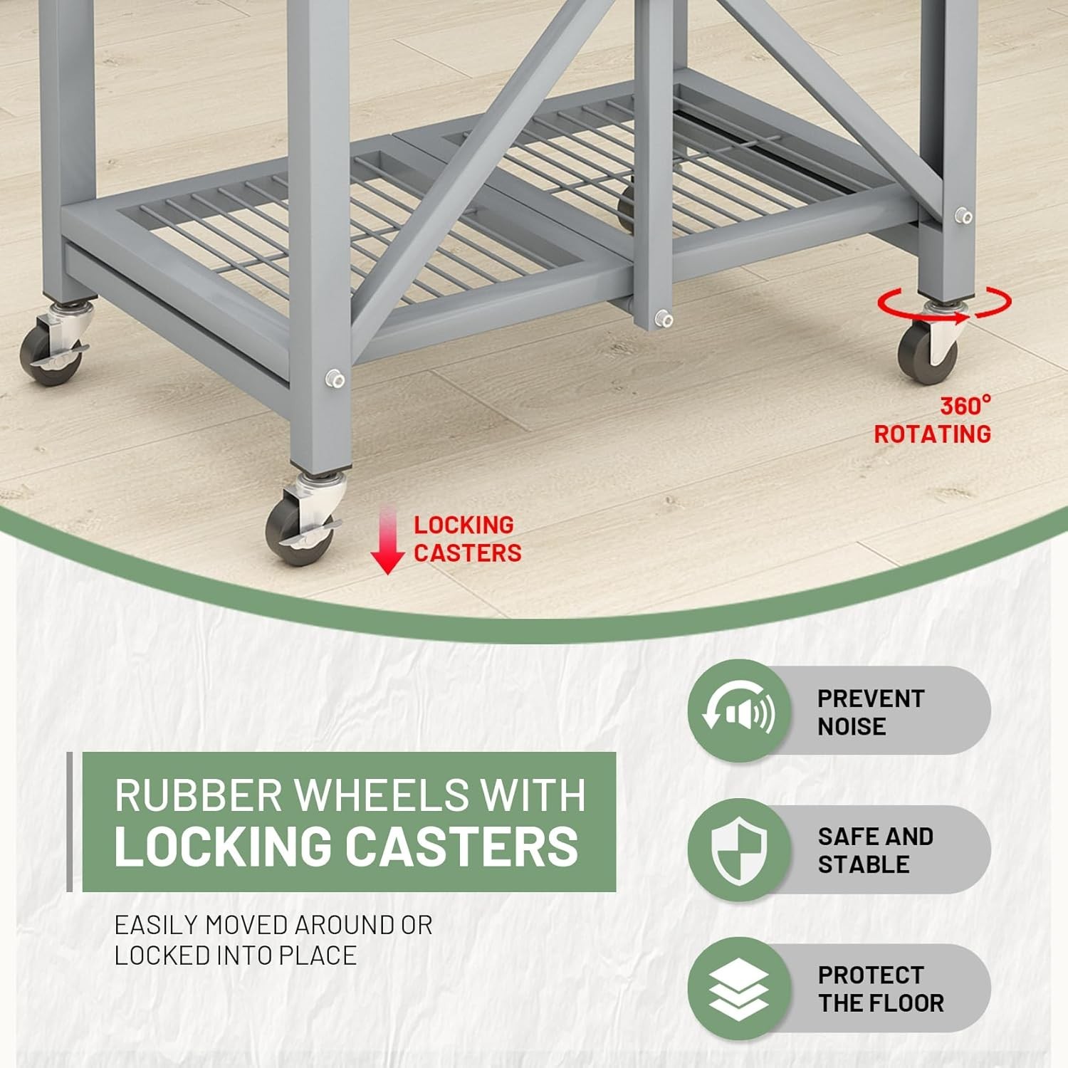 3-Tier Stainless Steel Rolling Utility Cart, 300 LBS Foldable Service Table