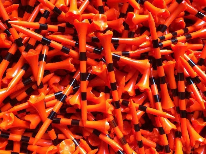 100 3 1/4" Pride Evolution Professional Tee System PTS Orange & Black Golf Tees