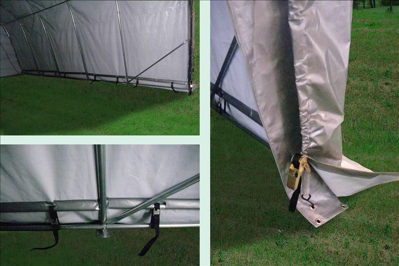 20'x12' Grey Round Top Carport Garage Storage Canopy Shed