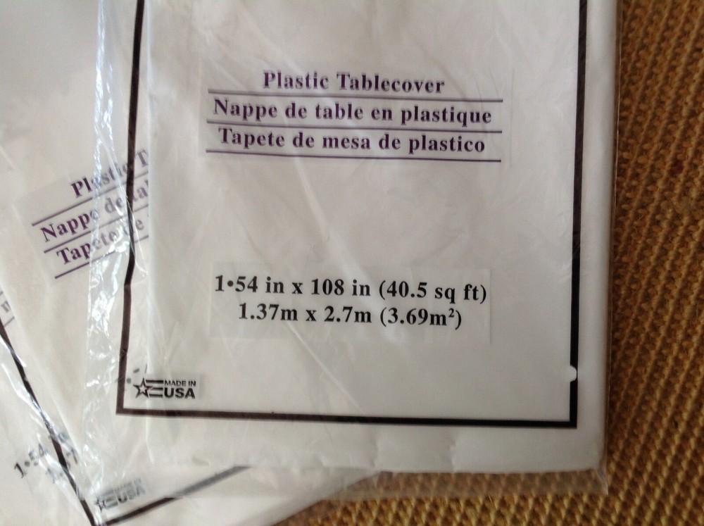 3 Packs 54" x 108" Plastic Tablecloths Rectangular 54" x 108" white,high quality