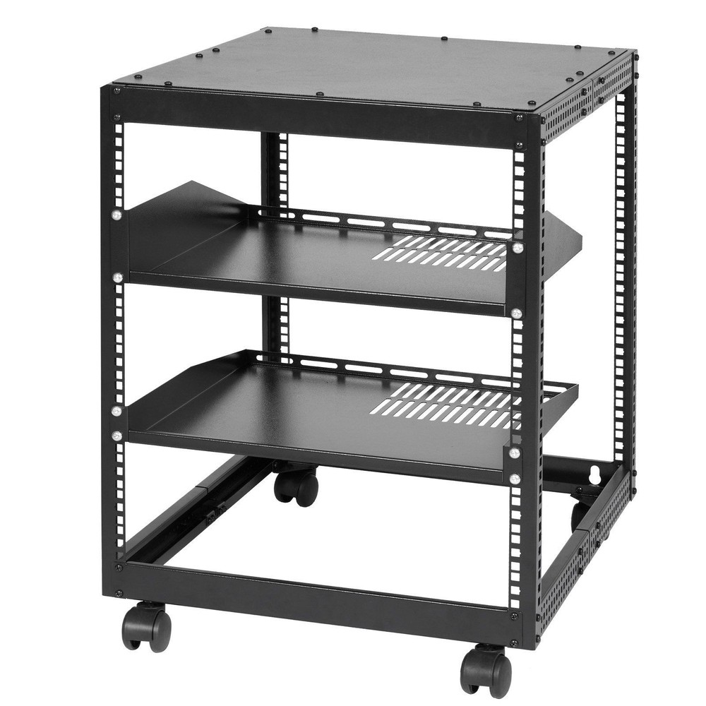 12U 4-Post Open Frame Server Rack 15-40in Adjustable Depth with Casters