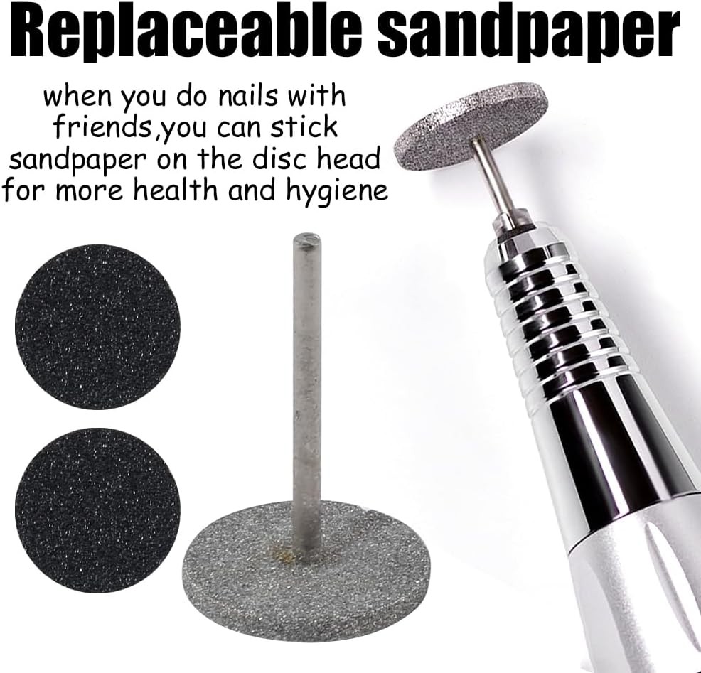 Sanding Disc Nail Drill Bits Electric Foot File for Nails Silver