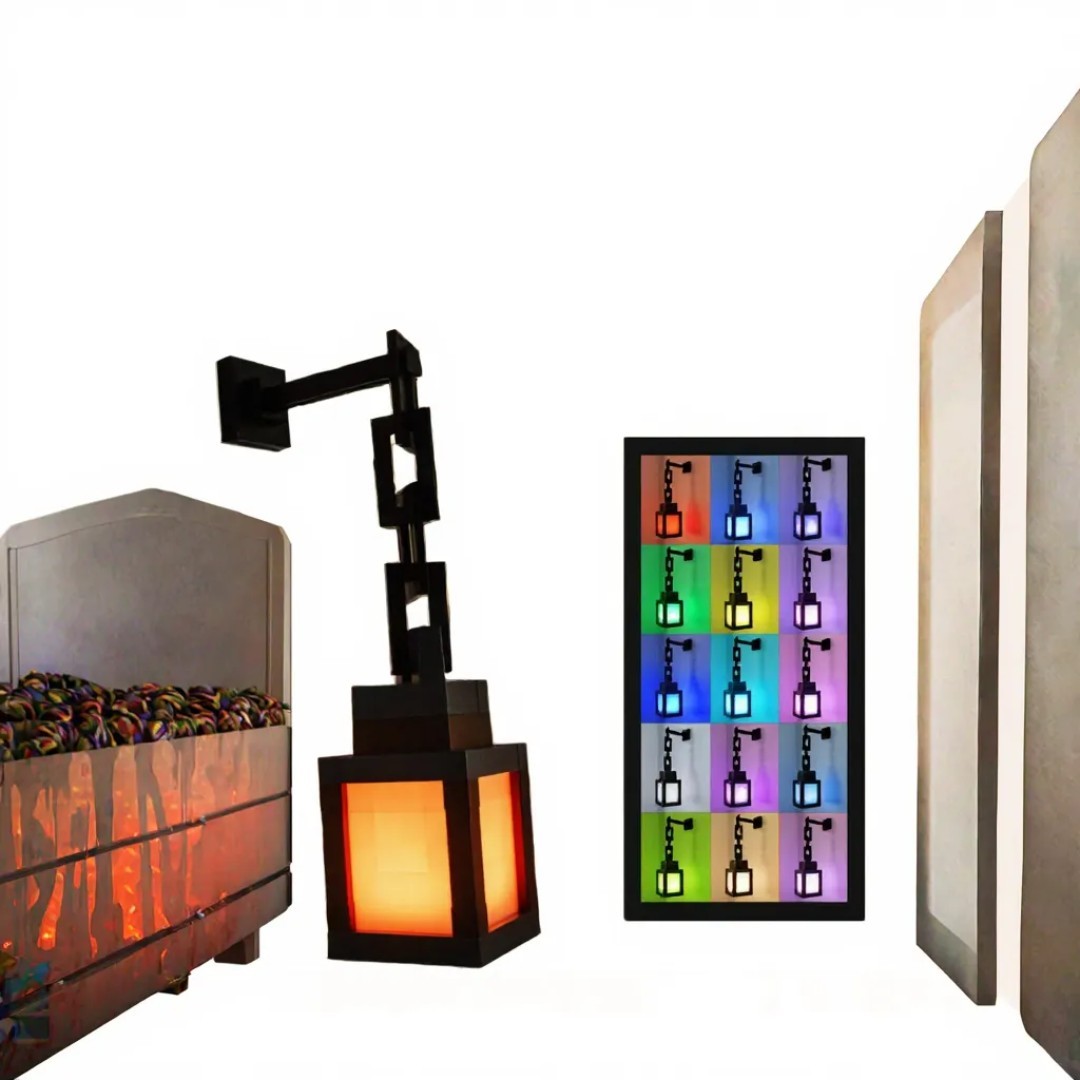 Pixel Night Light Lantern LED Lamp 16 Colors Changing Kids Room Decor Gamer Gift