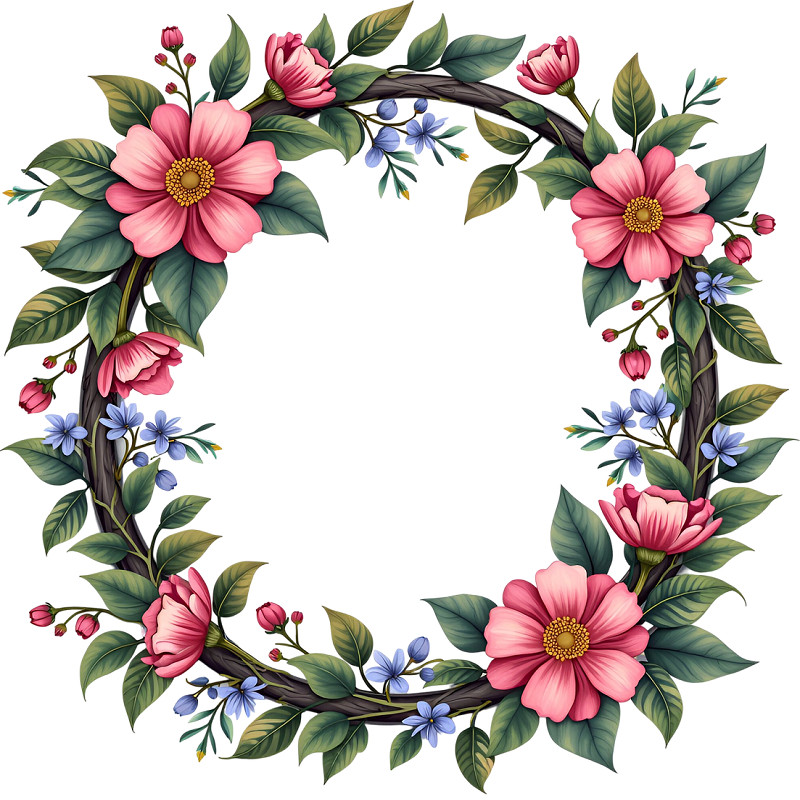 30 Custom Simple Flower Wreath Personalized Address Labels
