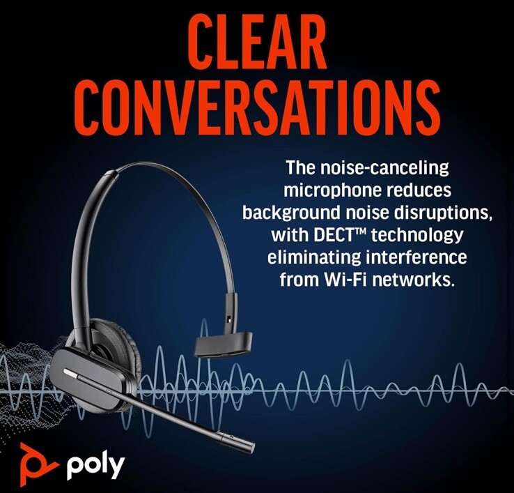 Poly CS540 Wireless DECT Headset (Plantronics) – Single Ear (Mono)