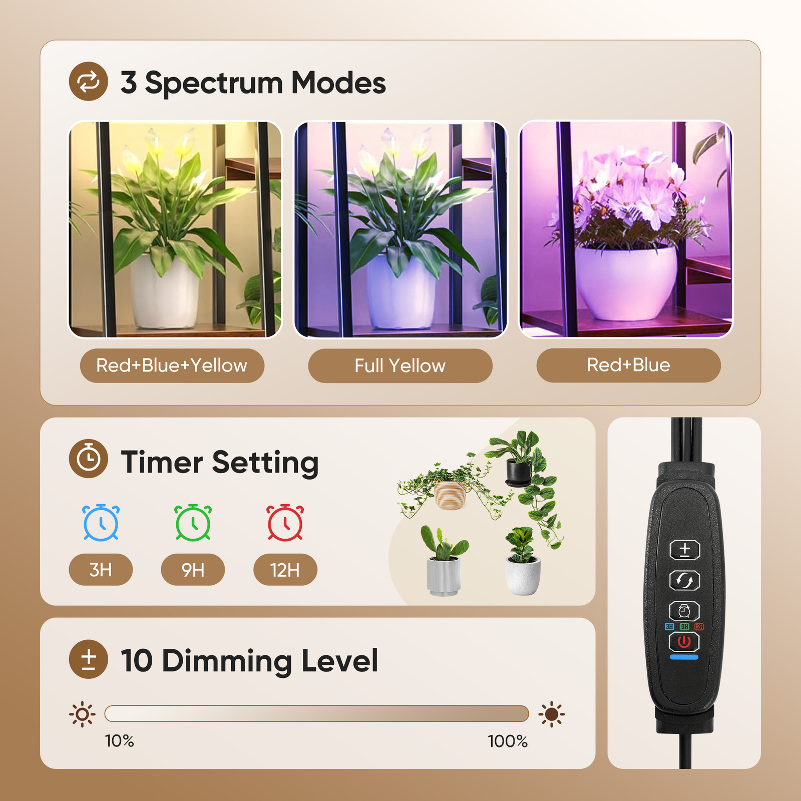 11 Tiers Plant Stand Holder Shelf with Grow Lights Tall Plant Display Rack Metal