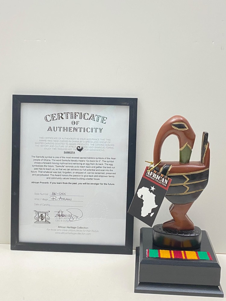 HAND-CRAFTED AFROCENTRIC/MULTICULTURAL SANKOFA RECOGNITION AWARD/TROPHY