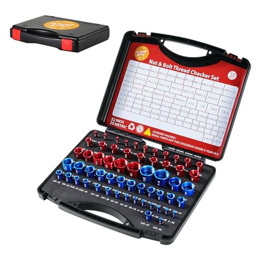 Thread Checker, 58PCS Nut and Bolt Thread Checker Set, 32 Standard and 26